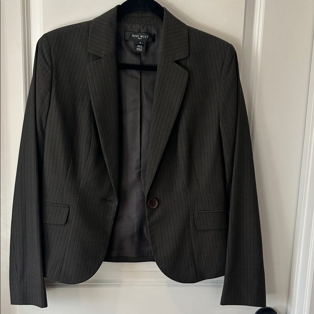 Nine West Charcoal Pinstripe Blazer for Women